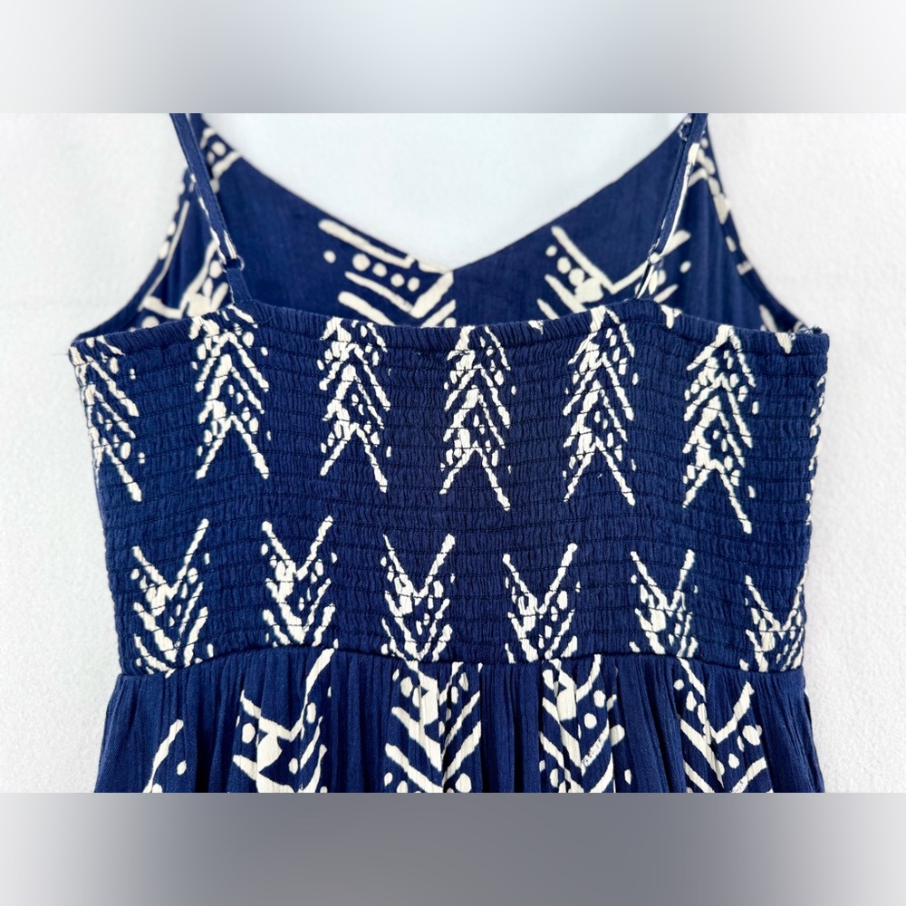 MWT Aerie Women’s Blue Ikat White Tribal Print Boho Cut Out Long Maxi Dress Sz S - Picture 10 of 15